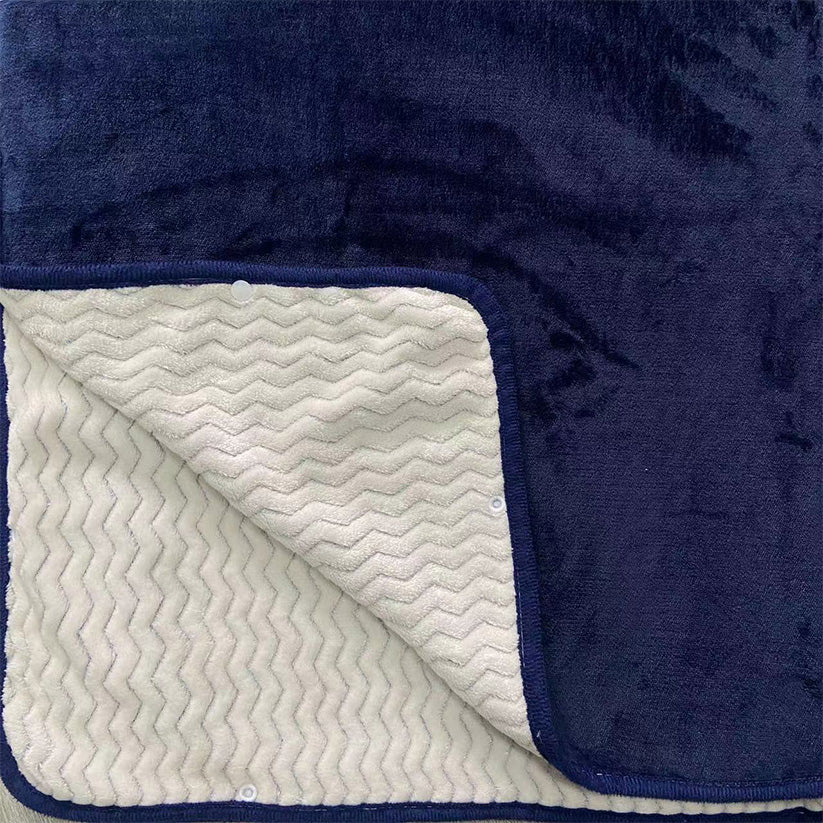Close-up of the button closure on the double-face fleece