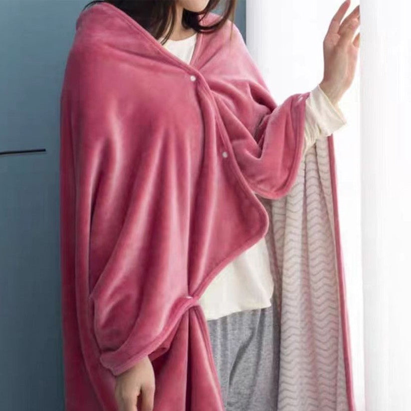 Shawl Blanket with Buttons (60"×40") – Silk‑Touch Double‑Face Fleece | YUGOLD